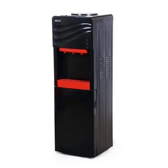 AKAI Hot, Cold, and Normal Water Dispenser with Refrigerator, 3 Taps - Black