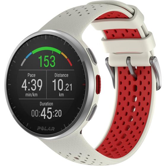 Polar Pacer Pro GPS Smart Watch, 1.2 Inch, Silver Case and White Strap - 900102180