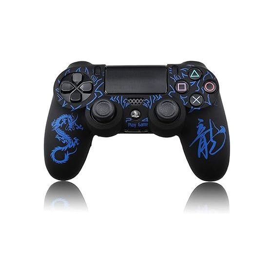 Silicone PlayStation 4 Controller Skin Cover - Black and Blue