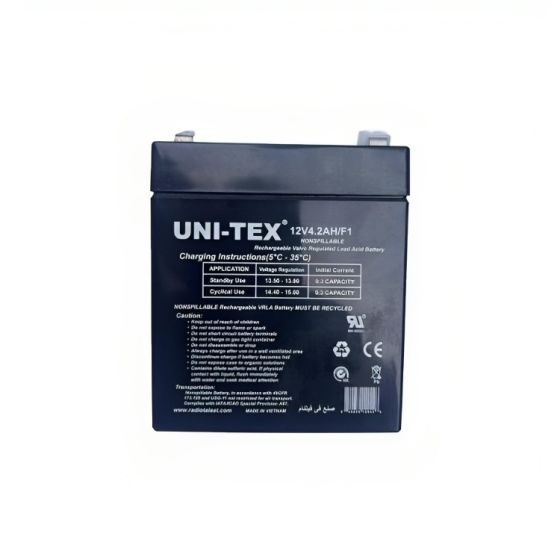 بطارية حمضية قابلة للشحن يونيتكس قابلة للشحن، 12 فولت، اسود - 12V-4-2A H-F1