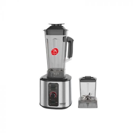 Sokany 2 In 1 Countertop Blender with Attachments, 2 Liters,1700 Watt, Stainless Steel - SK-03043