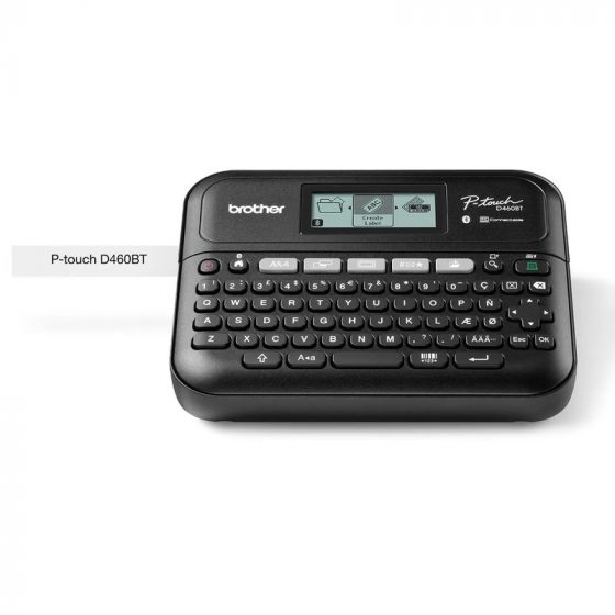 طابعة ملصقات مكتبية براذر، قابلة للتوصيل بالكمبيوتر، اسود - PT-D460BT