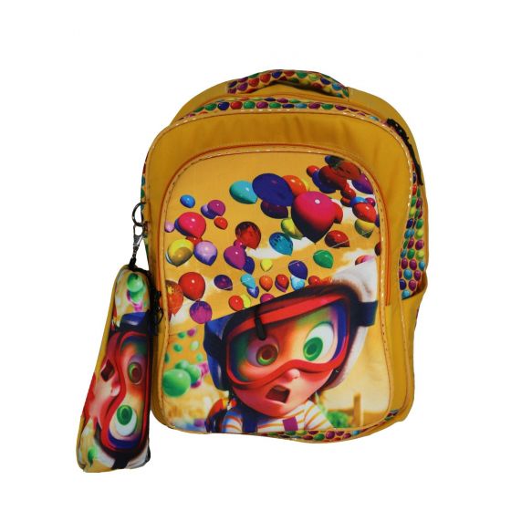 Gharibo Bags School Backpack With Pencil Case For Girls, Candy Pattern - Yellow
