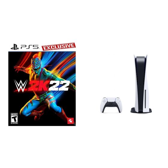 Sony PlayStation 5, 1 Wireless Controller, White - CFI-1016A01 MEE, with WWE 2K22 for PlayStation 5