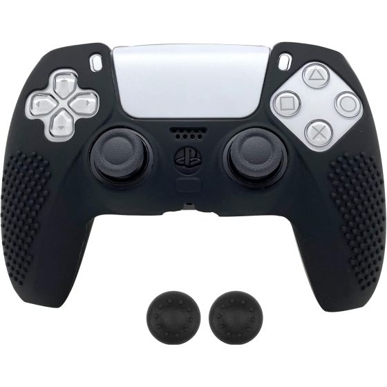 Silicone Cover For PlayStation 5 Controller With Analog Caps - Black