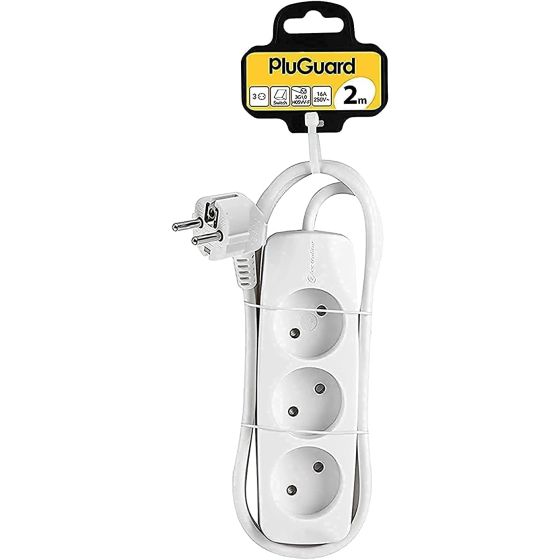 مشترك كهربائي بلوجارد، 3 منافذ، 3 وات، ابيض - SH5032W