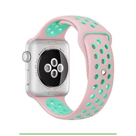 Silicone Sport Band for Nike Apple Watch, 38mm- Pink and Green