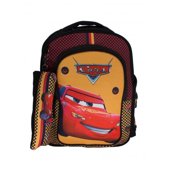 Gharibo Bags School Backpack With Pencil Case For Boys, Cars Pattern - Black