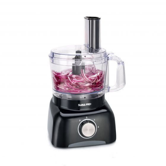 Swiss Pro Plus Food Processor, 600 Watt, Black - SP-FOOD600.8