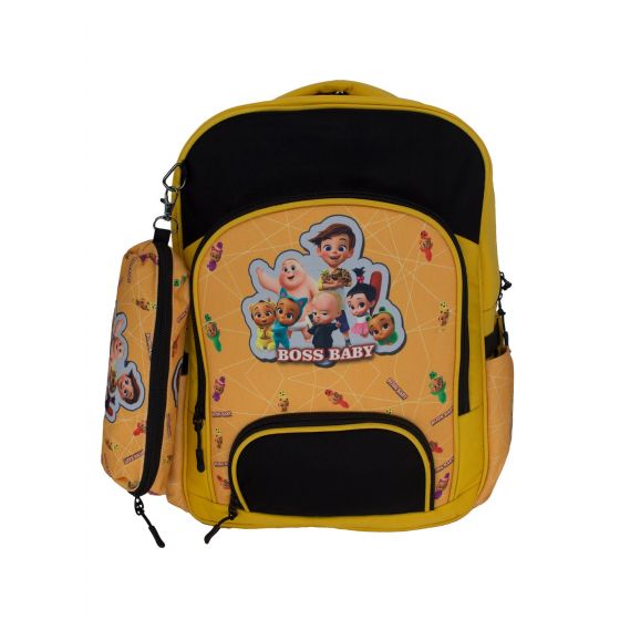 Gharibo Bags School Backpack With Pencil Case For Girls, Boss Baby Pattern - Yellow