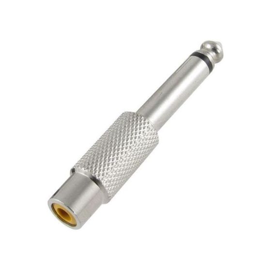 6.3mm Mono Plug to Female RCA Audio Adapter- Silver