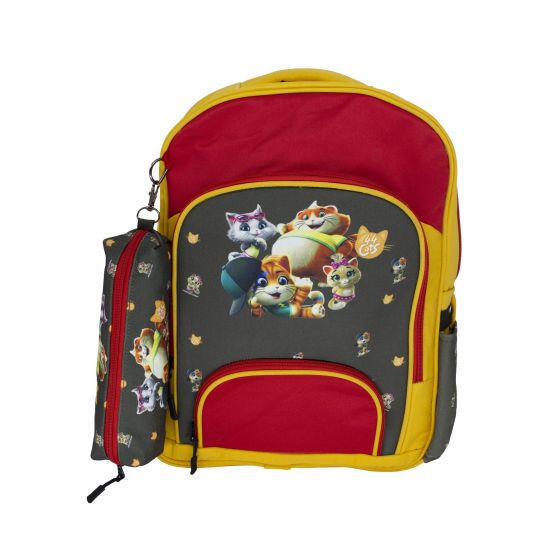 Gharibo Bags School Backpack With Pencil Case For Girls, 44 Cats Pattern - Multi Color