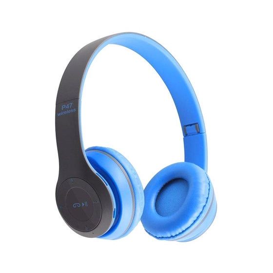 P47 Bluetooth On Ear Headphone with Mic - Blue