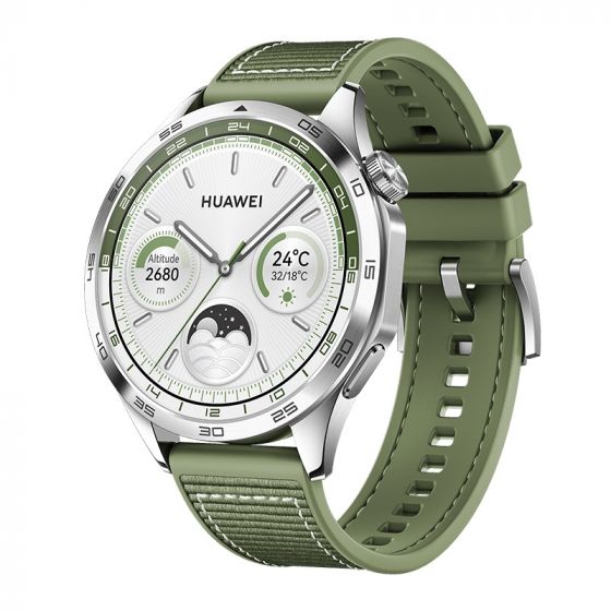 Huawei Watch GT 4 Smart Watch - Silver Case and  Green Strap with Warranty