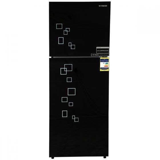 Fresh Freestanding Refrigerator, No-Frost, 363 Liters, Black- FNT-BR470KGB Glass