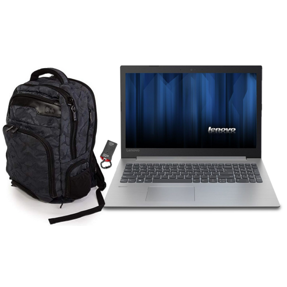Lenovo Ideapad 330 Laptop, AMD A4-9125, 1TB, 4GB RAM, DOS - Black with Media Tech Backpack - Grey And Silicon Power Jewel USB Flash Drive, 32GB - J01