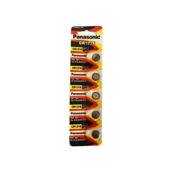 Panasonic Lithium Coin Battery, 3 Volts, 5 Pieces, Silver - CR1216