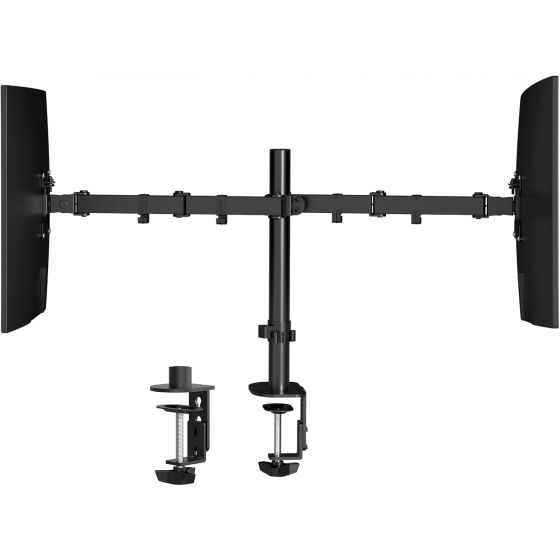 Pholiten Dual Arm Holder for 13 to 27 Inch Monitors, Black - MD97442(PH)