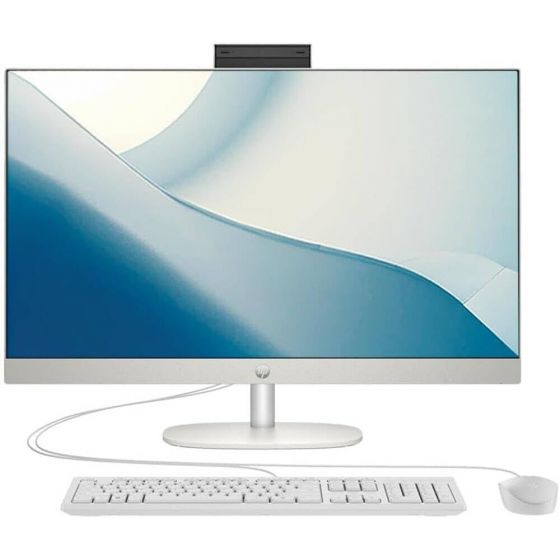كمبيوتر اتش بي اول ان وان بي سي 24-CR0307nh، انتل كور i5-1334U، هارد 512 جيجا SSD، رام 8 جيجا، شاشة IPS مقاس 23.8 بوصة FHD، كارت شاشة انتل ايريس Xe جرافيكس، دوس - ابيض، مع كيبورد وماوس