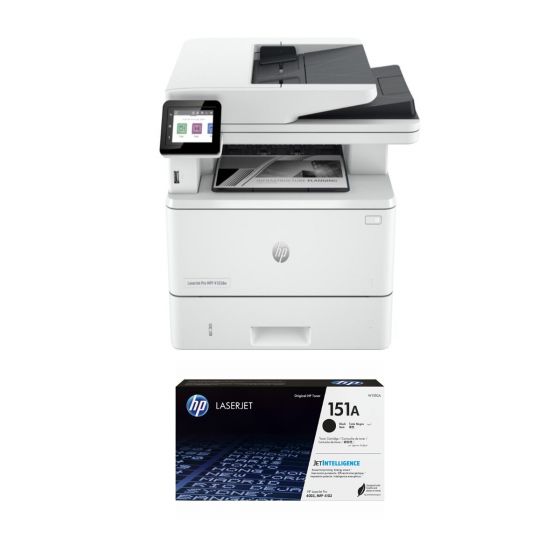 HP MFP 4103dw LaserJet Pro Wired and Wireless 3-in-1 Printer, White - 2Z627A with HP LaserJet 151A Laser Toner Cartridge, Black - W1510A
