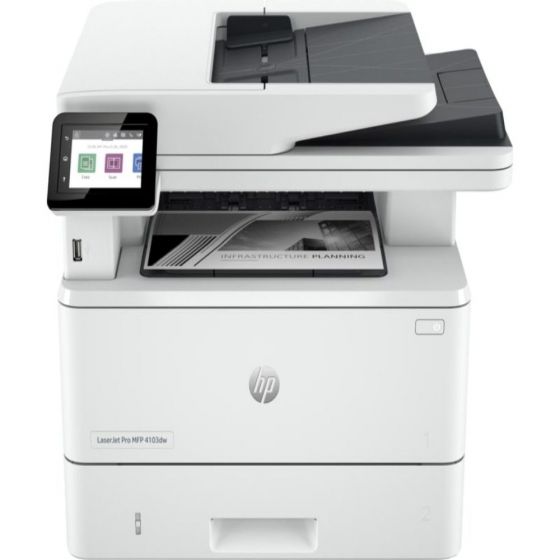 طابعة اتش بي ليزر جيت برو MFP 4103dw سلكية ولا سلكية 3 في 1، ابيض - 2Z627A