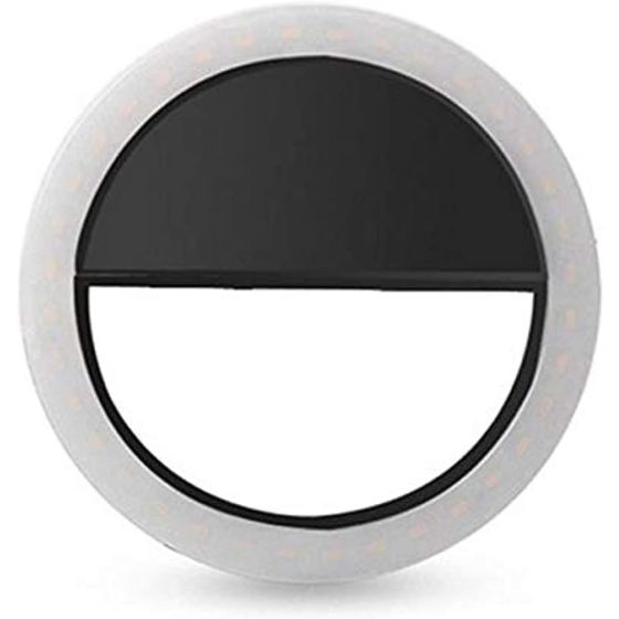Portable Selfie Ring Light For Mobile Phone Led Flash Fill Selfie Light Lamp Camera - Black