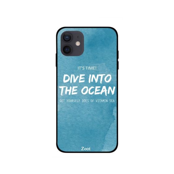 جراب ظهر بطبعة عبارة Dive Into The Ocean لابل ايفون 12 ميني