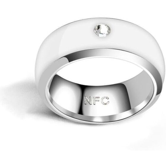 خاتم سمارت NFC مقاوم للمياه للاندرويد والاي او اس -ابيض