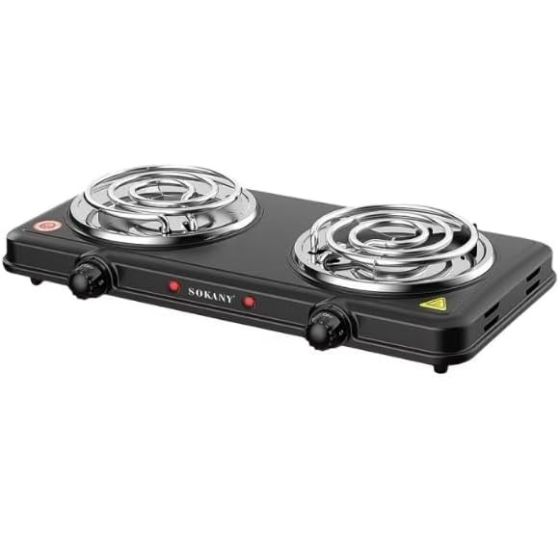 سطح تسخين كهربائي سوكاني، 2 عين، بقوة 2000 وات، اسود - sk-5110