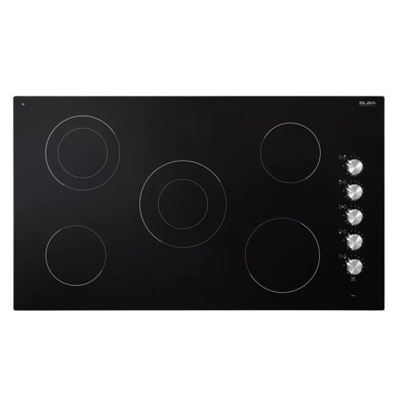 Elba Elio Electric Built-in Hob, 90cm, 5 Burners, Black - EVC915SK