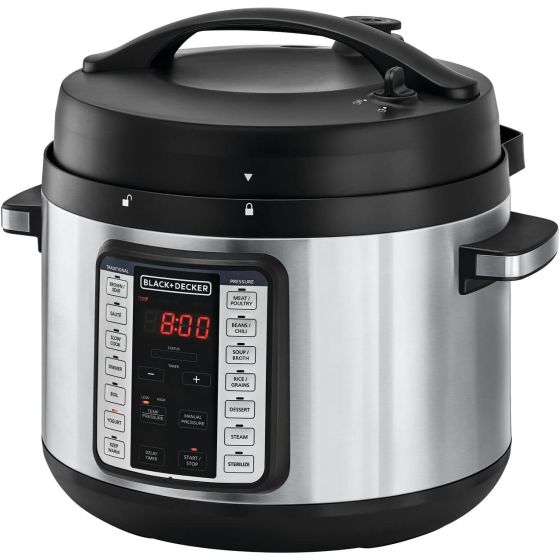 Black + Decker Electric Pressure Cooker, 10 Liters, 1350 Watt, Black and Silver - PCP1010-B5