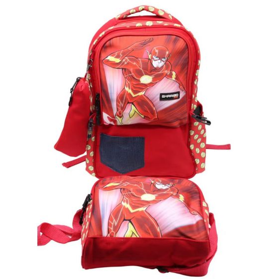 Gharibo Bags School Backpack With Pencil Case for Boys, Flash Pattern - Red