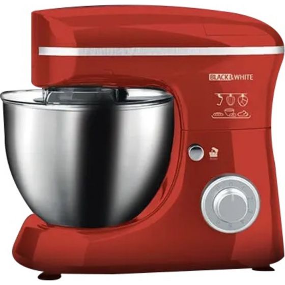 Black and White Stand Mixer with Attachments, 5.5 Liters, 1300W, Red - SM-513