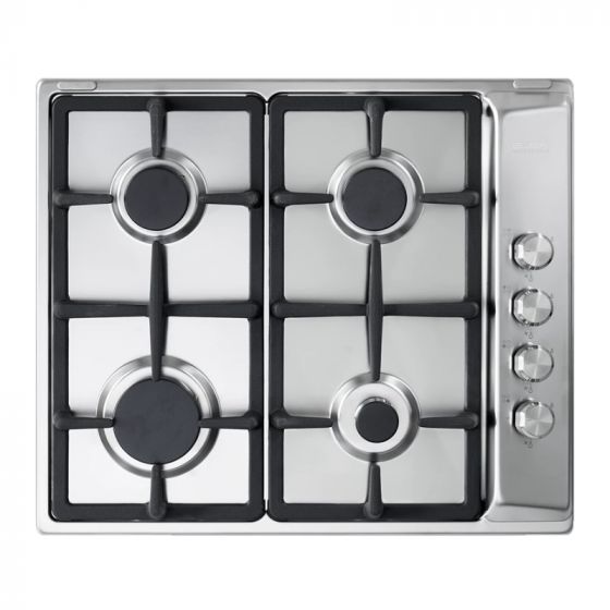 Elba Built-in Gas Hob, 60cm, 4 Burners, Stainless Steel - ENS65-444XD