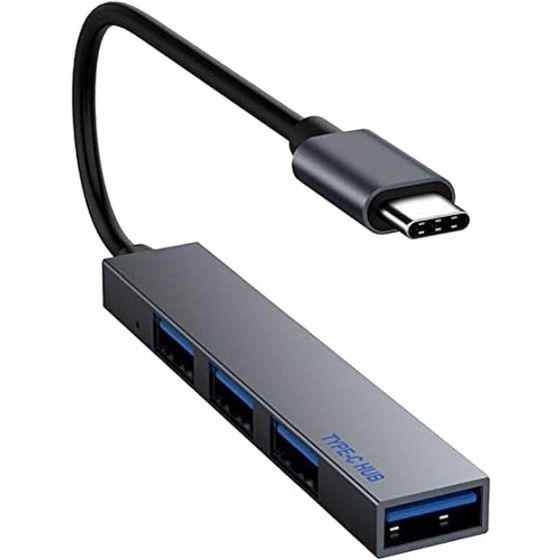 4 In 1 USB Hub, Black - Type-C to USB Hub