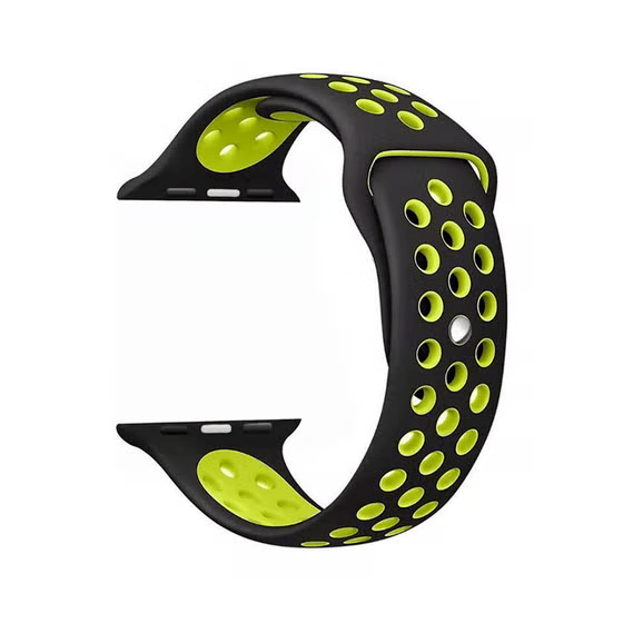Silicone Sport Replacement Strap for Apple Smart Watch, 42mm - Black and Green