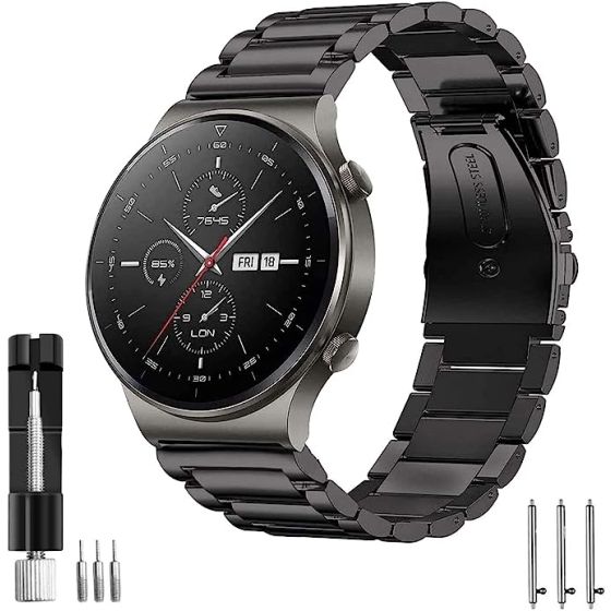 Aimtel Strap Compatible with Huawei Watch GT 2 Strap 46mm/GT 2e/GT 2 Pro/GT Active/Classic/Sport,22mm Stainless Steel Metal Band Replacement Band for Huawei Watch GT/GT2 46mm/GT 2e/GT 2 Pro
