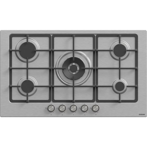 Ocean Gas Built-in Hob, 90 cm, 5 Burners, Stainless Steel - OHGFR95IPROSVC