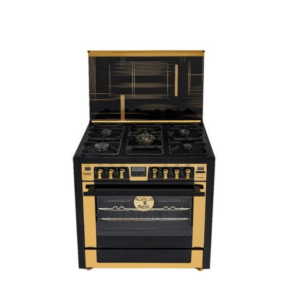 بوتاجاز غاز ساكيتي، 5 شعلة، اسود وذهبي - MGSK-6090MBFS