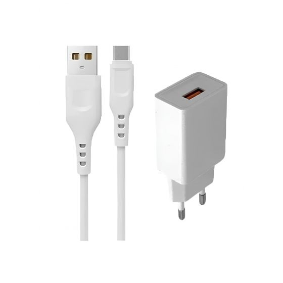Fast Wall Charger With Cable, 12 Watt, White - DC01T