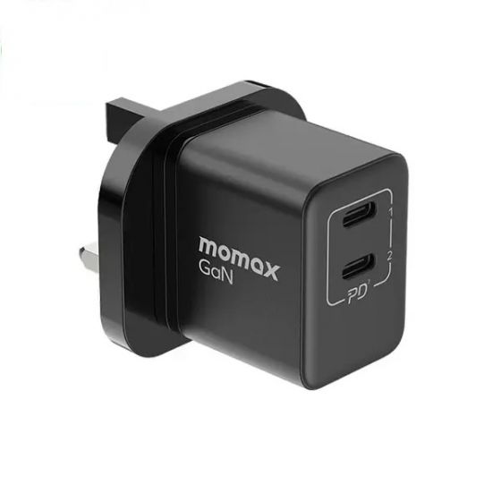 شاحن ميني موماكس ون بلاج، 35 وات، 2 منفذ USB فئة C، اسود - UM32UKW