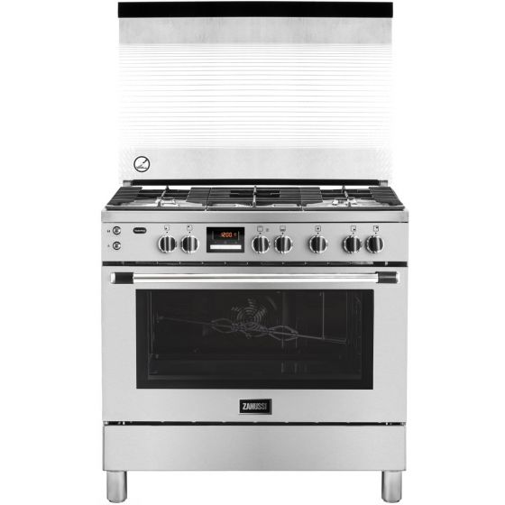 Zanussi Tastemax Gas Cooker 5 Burners, Stainless Steel- ZCG92386XA 
