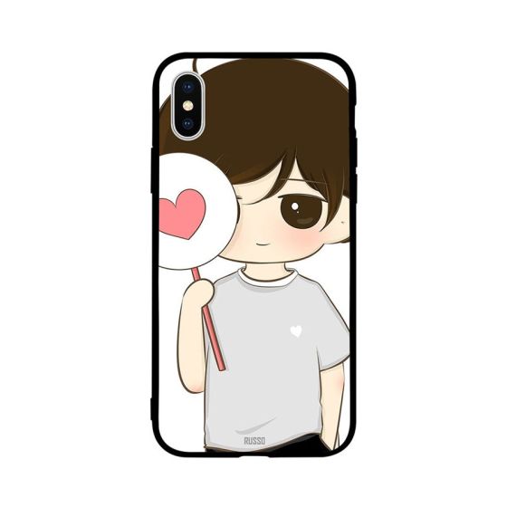 Little Boy Holding Heart Printed Back Cover for Apple iPhone XS