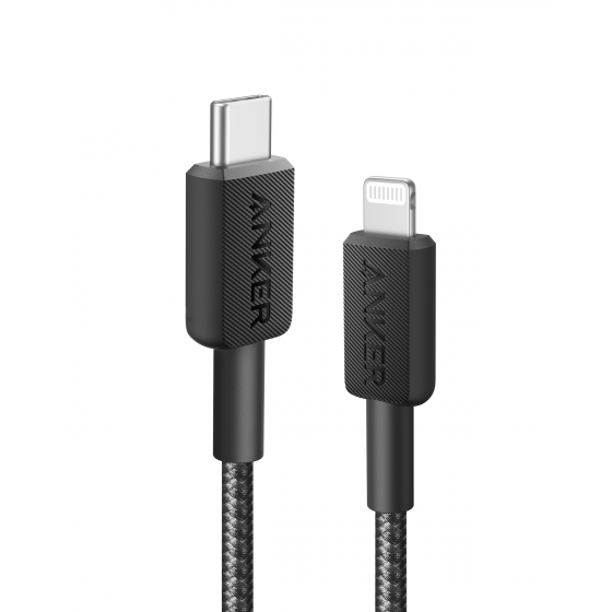 كابل انكر 322 بموصل USB فئة C الى لايتنينج، طوله 3 قدم، اسود - A81B5H11