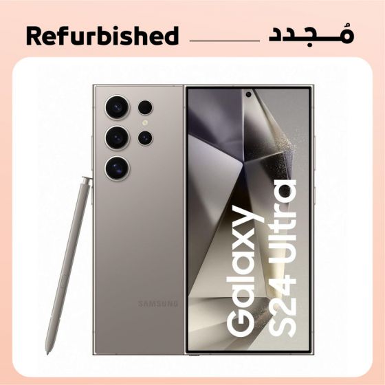 سامسونج جالكسي  S24  الترا مجدد، سعة 256 لتر، 12 جيجا، 5G بشريحتين اتصال، رمادي تيتانيوم، فئة دايموند - بضمان سنة