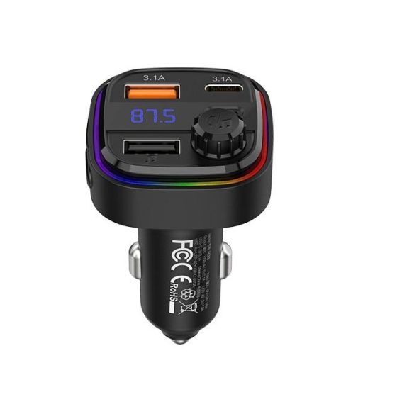 شاحن سيارة ريتسي متعدد الوظائف، 15+15 وات، 2 منفذ USB، و1 منفذ USB-C، اسود - RQ08