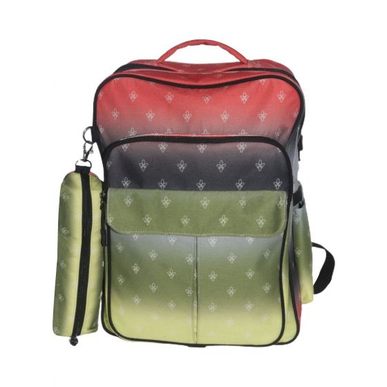 Gharibo Bags School Backpack With Pencil Case For Girls, Color Gradation Pattern - Yellow and Red