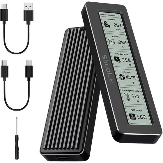 ZORBES External Aluminum M.2 Nvme SSD Enclosure for NVMe SATA SSD 2230, 10Gbps - Black