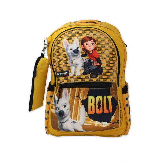 Gharibo Bags School Backpack With Pencil Case For Kids, Bolt Pattern - Yellow