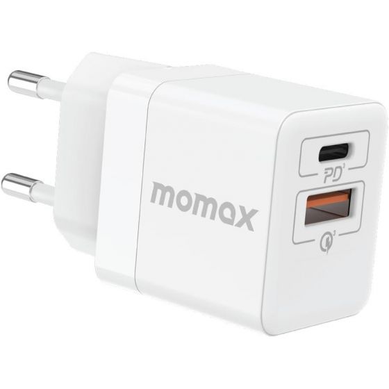 شاحن ميني موماكس ون بلاج، 20 وات، 2 منفذ USB، ابيض - UM36EU